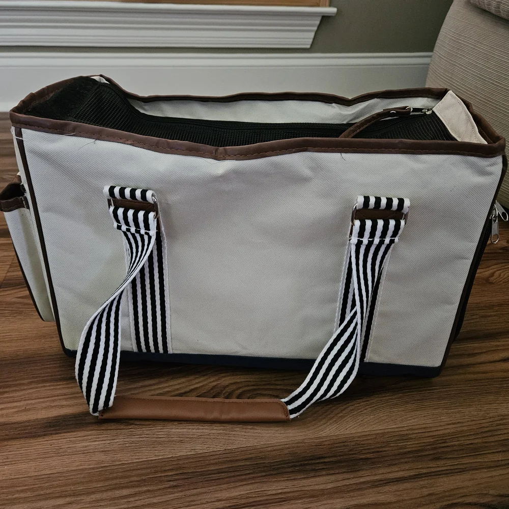 Pet Life White and Brown Dog Carrier for Travel